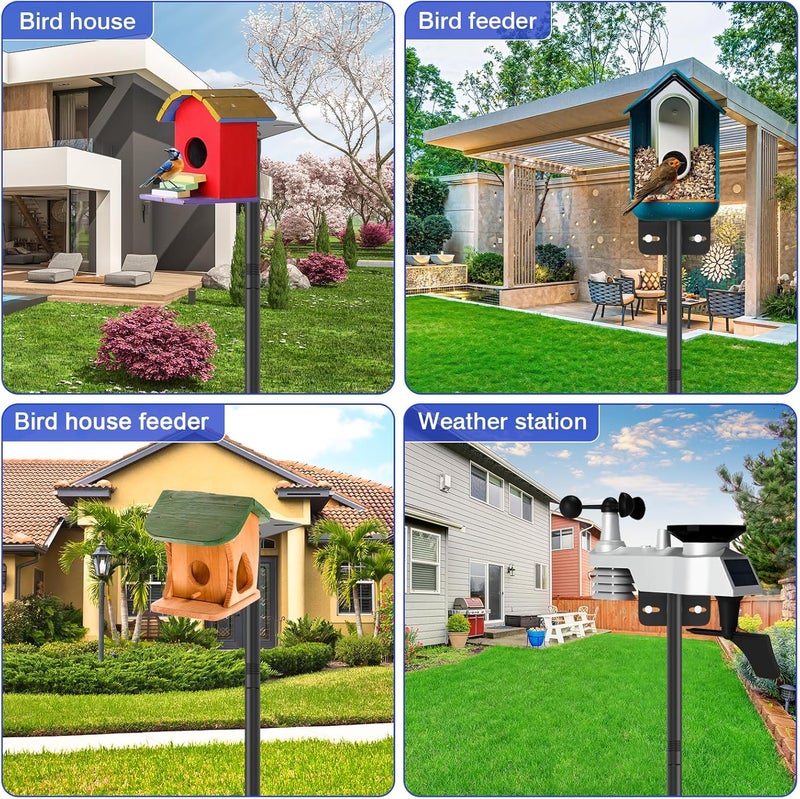 AHRLHR 80 Inch Adjustable Bird Feeder Pole,Bird House Pole Suitable for Feeders & Birdhouse,Weather Station,Heavy-Duty Rustproof Design,Enhance Outdoor Decor & Birdwatching Experience - Image 2